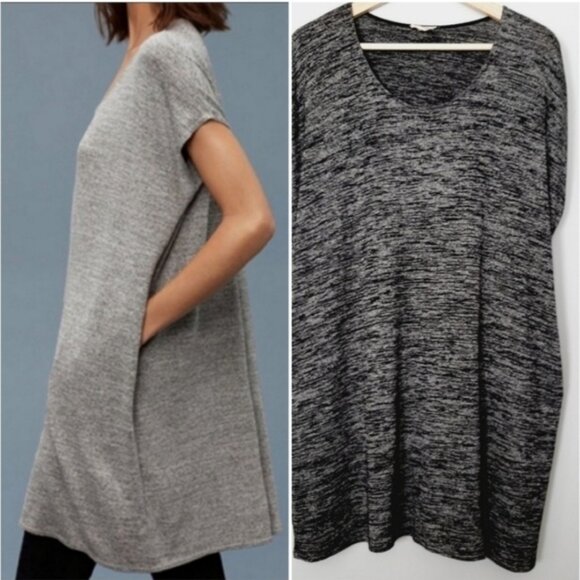 WILFRED Aritzia Lorelei w/ Pockets Soft Knit Tunic Dress Marled Dark Gray Sz XXS - Picture 3 of 13